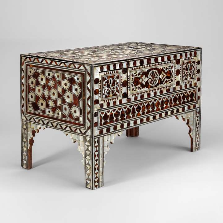 Large Ottoman Mother of pearl and tortoiseshell inlaid scribes box